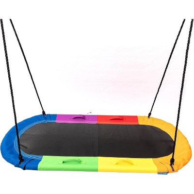 Rainbow 67" Oval Outdoor Swing with Handles and Pillow