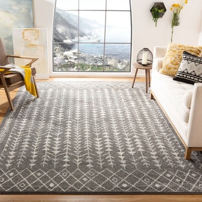 Ivory and Dark Grey Hand-knotted Square Area Rug