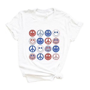 Simply Sage Market Women's Stacked 4th of July Smiley Face Short Sleeve Graphic Tee - 1 of 4