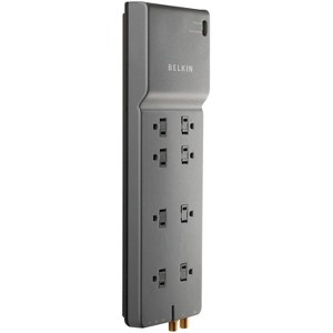Belkin® Home/Office Surge Protector Power Strip, 8 Outlets, with 1-In/2-Out Telephone/Modem Protection & Coaxial Protection, BE108230-06 in Gray - 1 of 4