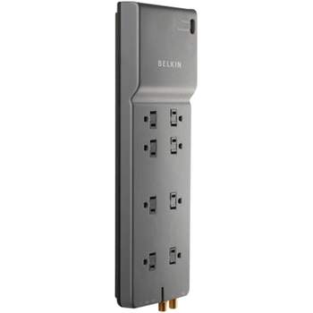 Belkin® Home/Office Surge Protector Power Strip, 8 Outlets, with 1-In/2-Out Telephone/Modem Protection and Coaxial Protection, 6-Ft. Cord, BE108230-06