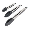 Oster Baldwyn 3 Piece Stainless Steel Kitchen Tongs Set in Black - image 2 of 4