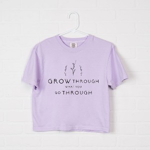 Simply Sage Market Women's Grow Through What You Go Through Short Sleeve Relaxed Fit Cropped Tee - 1 of 4