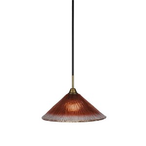 Toltec Lighting Paramount 1 - Light Pendant in  Matte Black/Brass with 16" Raspberry Crystal Shade - 1 of 1