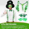 4E's Novelty St. Patrick's Day Glow-in-the-Dark Set: Suspenders, Shot Glass, Shamrock Glasses, Bowtie. Perfect Accessories for Leprechaun Costumes - 3 of 4