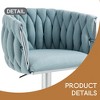 360° Fabric cover Swivel Bar Stools Set of 2, Adjustable Counter Height Bar Chairs with Woven Back & Footrest - Leovsnove - 4 of 4