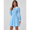 INSPIRE CHIC Women's Peter Pan Collar Contrast Half Placket Long Sleeve A-Line Party Flare Dresses - 4 of 4