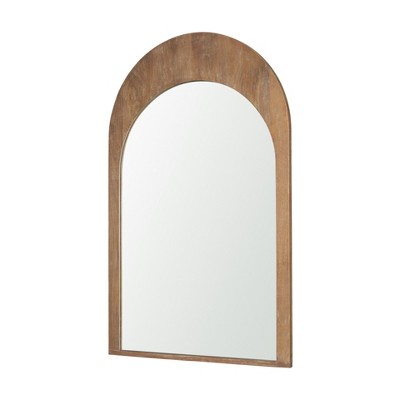 HomeRoots 48" Light Brown Solid Wood Arch Framed Accent Mirror