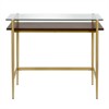 36" Brass Finish Desk with Walnut Shelf - Henn&Hart - 3 of 4