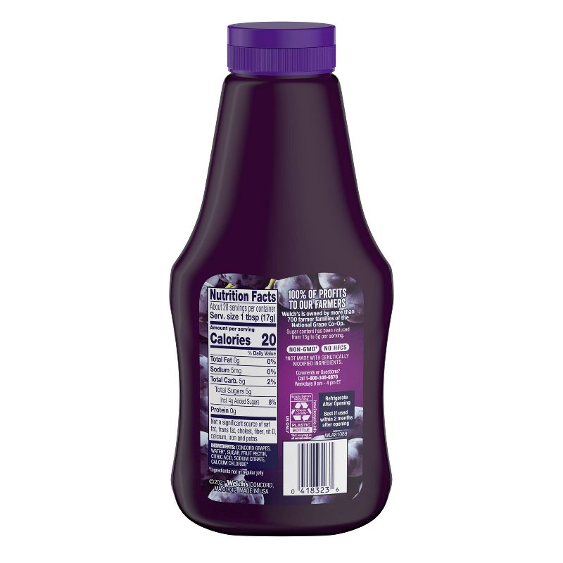 Welch&#39;s Reduced Sugar Squeezable Concord Grape Jelly - 17.1oz, 2 of 5