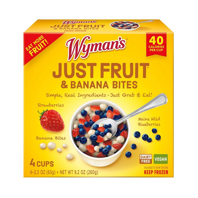 Wyman&#39;s Just Fruit Frozen Wild Blueberries Strawberries and Banana Bites - 4ct/9.2oz, 1 of 10