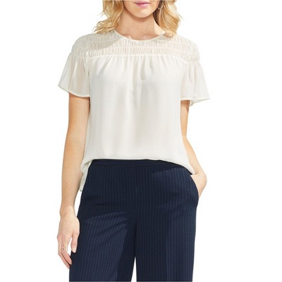 Vince Camuto Womens Smocked Pullover Blouse
