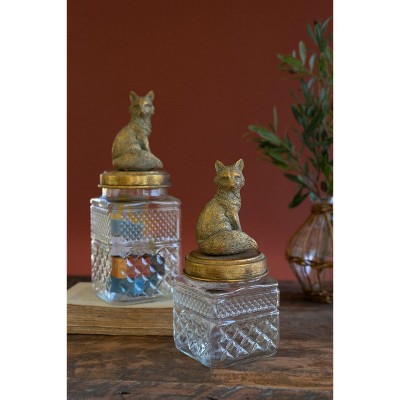 Canisters – Glass & Metal 13 Inch – Decorative Storage Set of 2 By kalalou