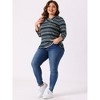 Agnes Orinda Women's Plus Size Comfy Knit 3/4 Sleeve V Neck Stripe Boho Casual Blouse - 3 of 4