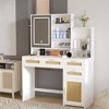 Makeup Vanity with Lights in 3 Colors & Openable Mirror, Vanity Desk with 4 Drawers, 1 Cabinets and Shelves, Vanity Table Rattan Vanity Dresser - 4 of 4