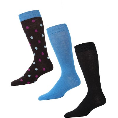 Memoi Dotted Cotton Blend Crew Sock 3 Pack