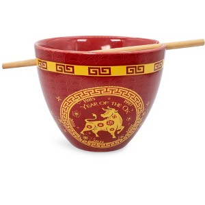 Boom Trendz Year Of The Ox Chinese Zodiac 16-Ounce Ramen Bowl and Chopstick Set - 1 of 4