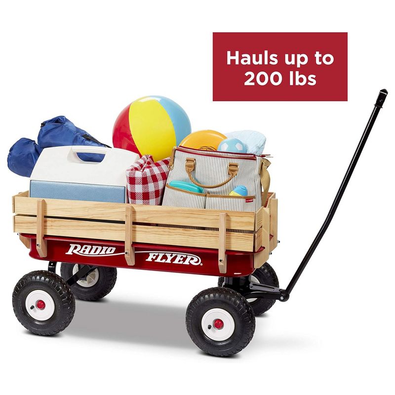 Radio Flyer Full Size All Terrain Classic Steel and Wood Pull Along Wagon, Red, 6 of 8