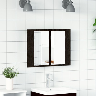 vidaXL Bathroom Mirror Cabinet Black Oak Engineered Wood Medium