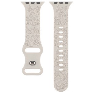 HTUTWOO Halloween Apple Watch Band, Skull Engraved Design Silicone Strap 38/40/41/42/44/45/49mm, for iWatch Series 10 9 8 7 6 5 4 3 2 1 SE - 1 of 4