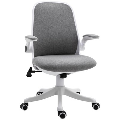 Vinsetto Linen-Touch Fabric Office Desk Chair Swivel Task Chair with Adjustable Lumbar Support, Height and Flip-up Padded Arms