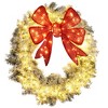 HOMCOM 36in Flocked Pre-Lit Christmas Wreath with 3D Red Bow, Christmas Wreath for Front Door with 11 Lighting Modes, 140 LED Lights - 4 of 4