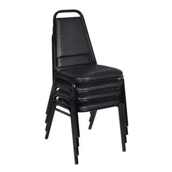 4pk Dining Cushioned Restaurant Stackable Chairs Black - Regency