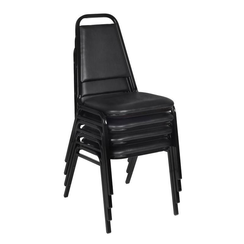 4pk Dining Cushioned Restaurant Stackable Chairs Black - Regency, 1 of 8