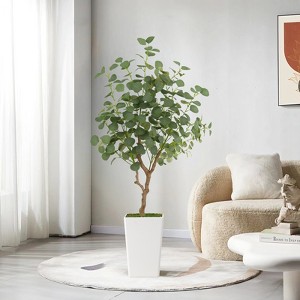Artificial Eucalyptus Tree, Faux Eucalyptus Tree with Tall White Planter - 1 of 4