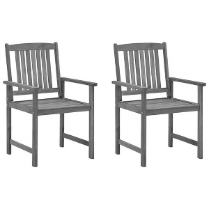 vidaXL Garden Chair Set of 2 Grey Solid acacia wood Medium Durable - 1 of 4