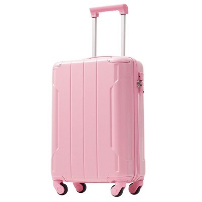 20-Inch Pink Hardshell ABS Luggage with Double Spinner Wheels and TSA Lock Travel Carry-On Luggage