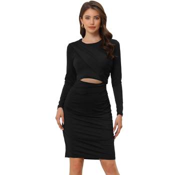 Women's Off Shoulder Ruched Mesh Bodycon Long Dress Slim Fit Zipper Long  Sleeve Dress for Part : : Clothing, Shoes & Accessories