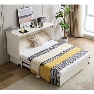 NicBex Queen Size Murphy Bed 78.25" Wooden Frame Morden Hideaway Wall Bed with Top Shelf and 1 Spacious Drawer for Apartment - 1 of 4