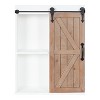 Kate and Laurel Cates Wood Wall Storage Cabinet with Sliding Barn Door, 21.25x27.5, White and Rustic Brown - 3 of 4