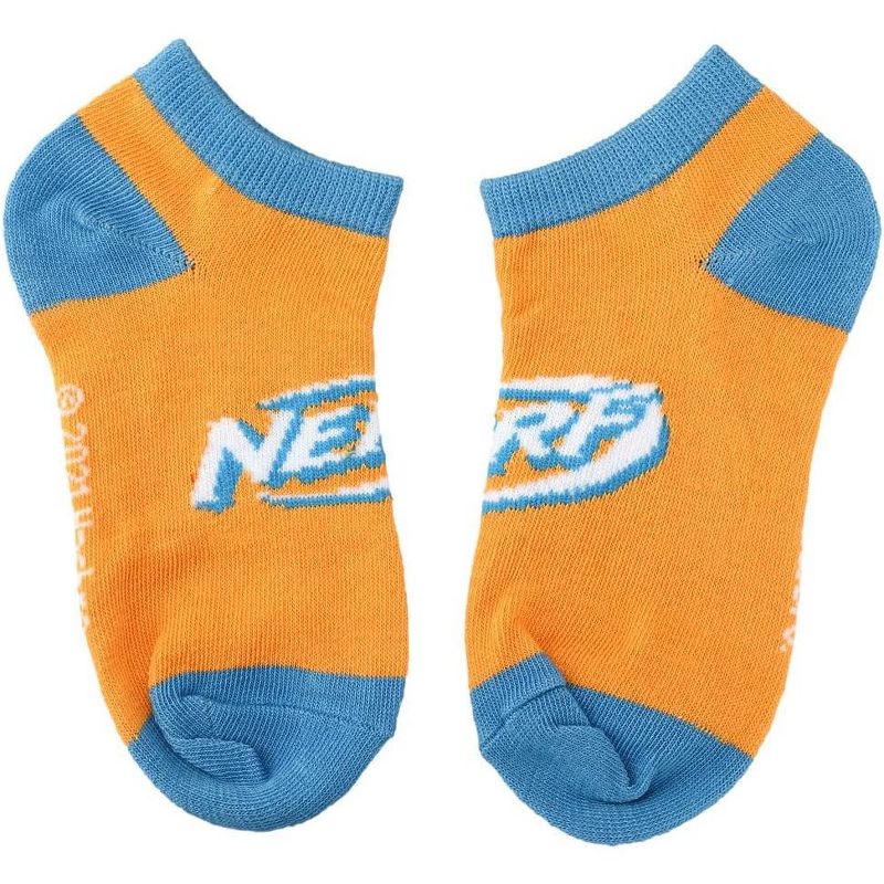 Nerf Nation Boys Casual Ankle Socks Orange Blue White 6-pack Blue, 2 of 8