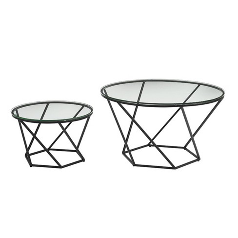 Geometric Glass Nesting Coffee Tables Black Saracina Home Target