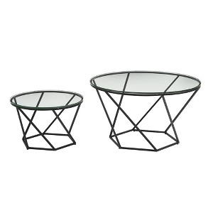 Geometric Glass Nesting Coffee Tables - Black - Saracina Home
