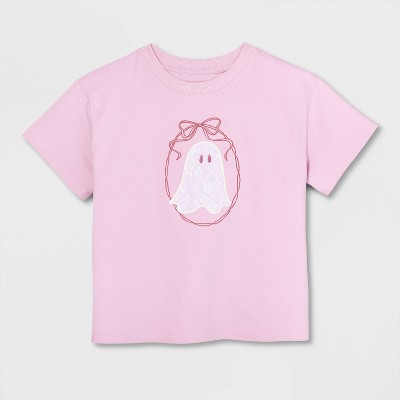 Детские футболки Cat & Jack Girls' Short Sleeve Halloween 'Ghost' Oversized Graphic T-Shirt - Cat & Jack™ Mauve M — фото 2