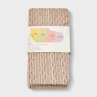 Women's Spaced Cable Sweater Tights - A New Day™ Oatmeal Heather S/M ...