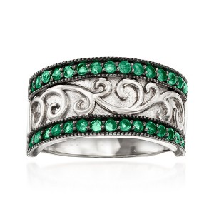 Ross-Simons 0.40 ct. t.w. Emerald Milgrain Ring in Sterling Silver - 1 of 4