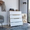 Drawer Dresser 35"H, Four Drawers, Superior Top, White / Light Oak - 2 of 4