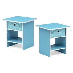 HOMLUX 2PCS Nightstand Sofa End Table Bedside Table with Bin Drawer & Open Shelf - 1 of 4