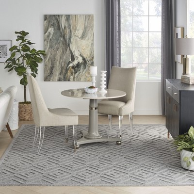 Silver Grey Diamond Flatweave Indoor Outdoor Area Rug 7' x 10'