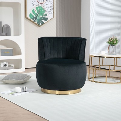 Swivel Barrel Sofa Chairs,360 Degree Swivel Armchair Cuddle Chairs With Wide Upholstered,Fluffy Velvet Fabric Chair-Chaddlewood