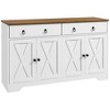 HDZNVF Sideboard, Buffet Cabinet with 2 Drawers, 2 Storage Cabinets, 4 Barn Style Doors and Adjustable Shelves, White - 4 of 4