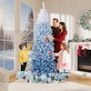 Gradient Snow Flocked Pencil Christmas Tree, Slim Artificial Holiday Decor with Sturdy Metal Stand, Flame-Retardant PVC, for Home, Party - 2 of 4