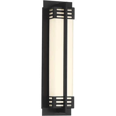 Possini Euro Design Modern Outdoor Wall Sconce Fixture LED Bronze 16" White Frosted Glass for Exterior House Porch Patio Deck