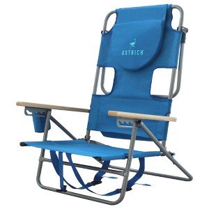 Ostrich Midsize Face Down Backpack Beach Chair with Face Hole Cup Holder, and Backpack Straps, Outdoor Furniture for Pool or Camping, Blue - 1 of 4