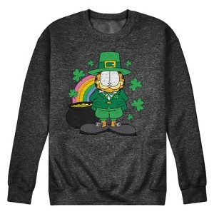 Men's - Garfield - Garfield Rainbow Shamrocks Patrick's Day Graphic Fleece Sweatshirt - 1 of 4