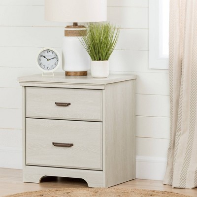 Winter Oak 2-Drawer Nightstand with Metal Handles